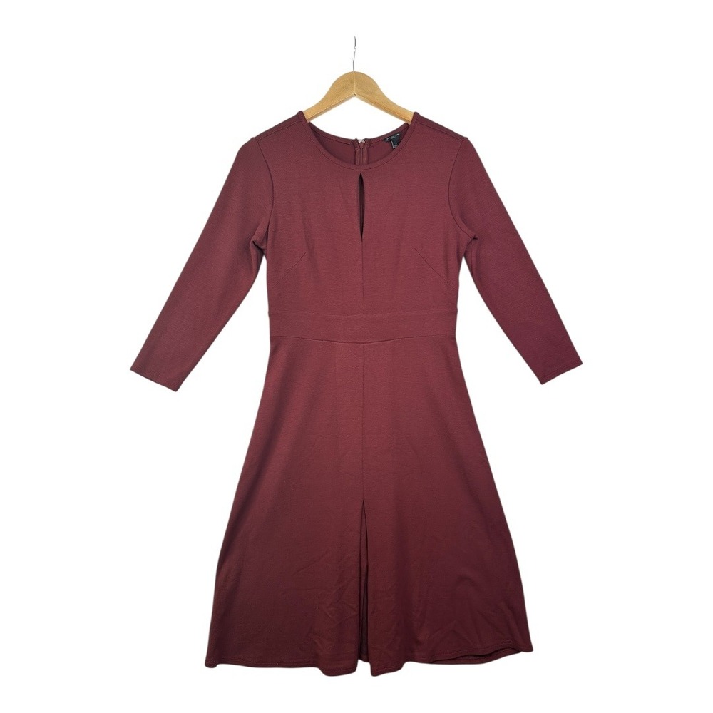 Ann‎ Taylor Long Sleeve A-line Dress size 2 Maroon Red